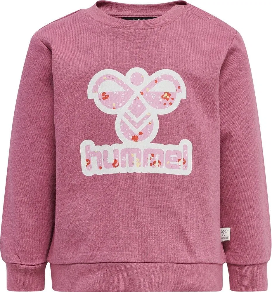 Свитшот детский с цветочным принтом Hummel, розовый — фото 3