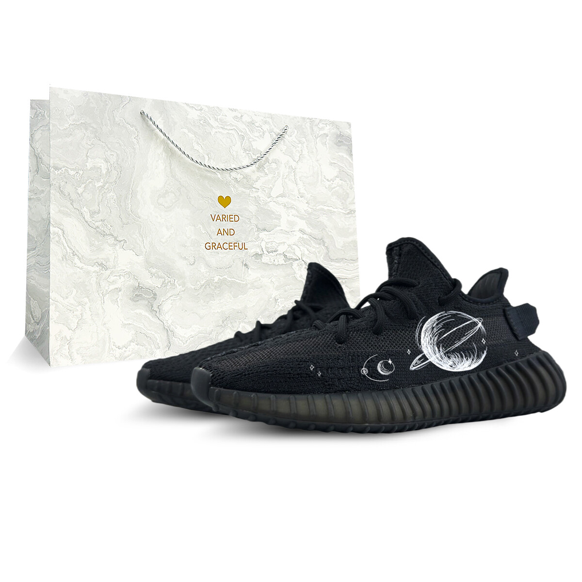 

Кроссовки adidas originals Yeezy Boost 350 V2 Lifestyle Shoes Unisex Low-top White/black, черный