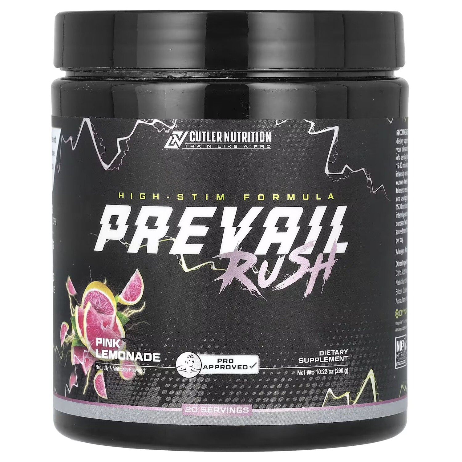 

Prevail Rush, Формула для высокой стимуляции, розовый лимонад, 10,22 унции (290 г) Cutler Nutrition