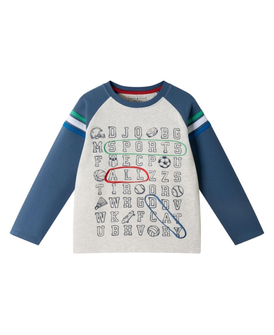 

Детская футболка с длинным рукавом реглан с цветными блоками и алфавитом для мальчиков/малышей Andy & Evan, Grey alphabet, Серый, Детская футболка с длинным рукавом реглан с цветными блоками и алфавитом для мальчиков/малышей Andy & Evan, Grey alphabet