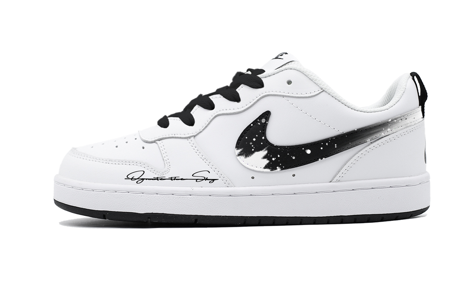 

Кроссовки для скейтбординга Court Borough Ink Shadow Starry Sky Low Top для детей и подростков Nike, черный/белый