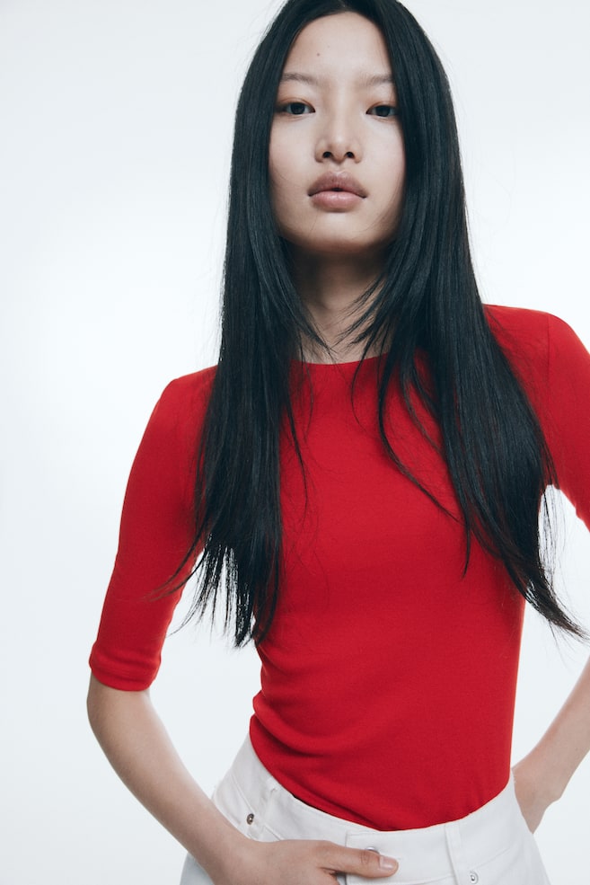 

Футболка из хлопка пима H&M, красный