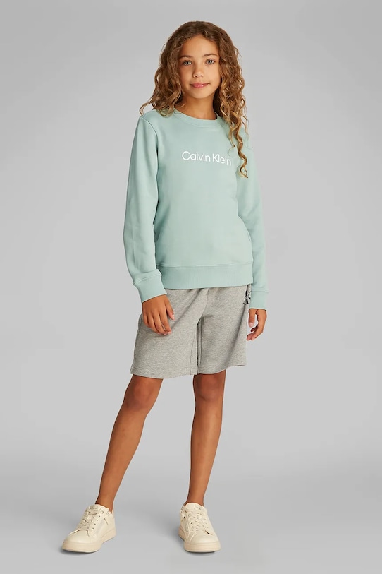

Детская хлопковая толстовка Calvin Klein Jeans, бирюзовый
