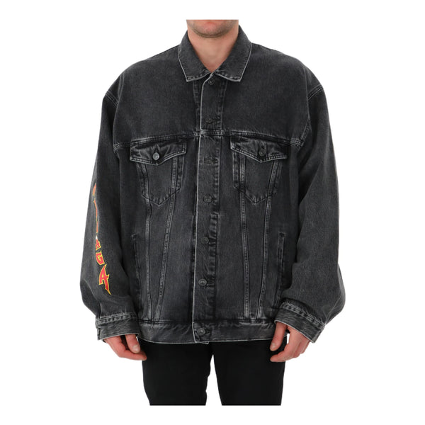 

Куртка metallica oversized denim jacket 'washed black orange' Balenciaga, черный