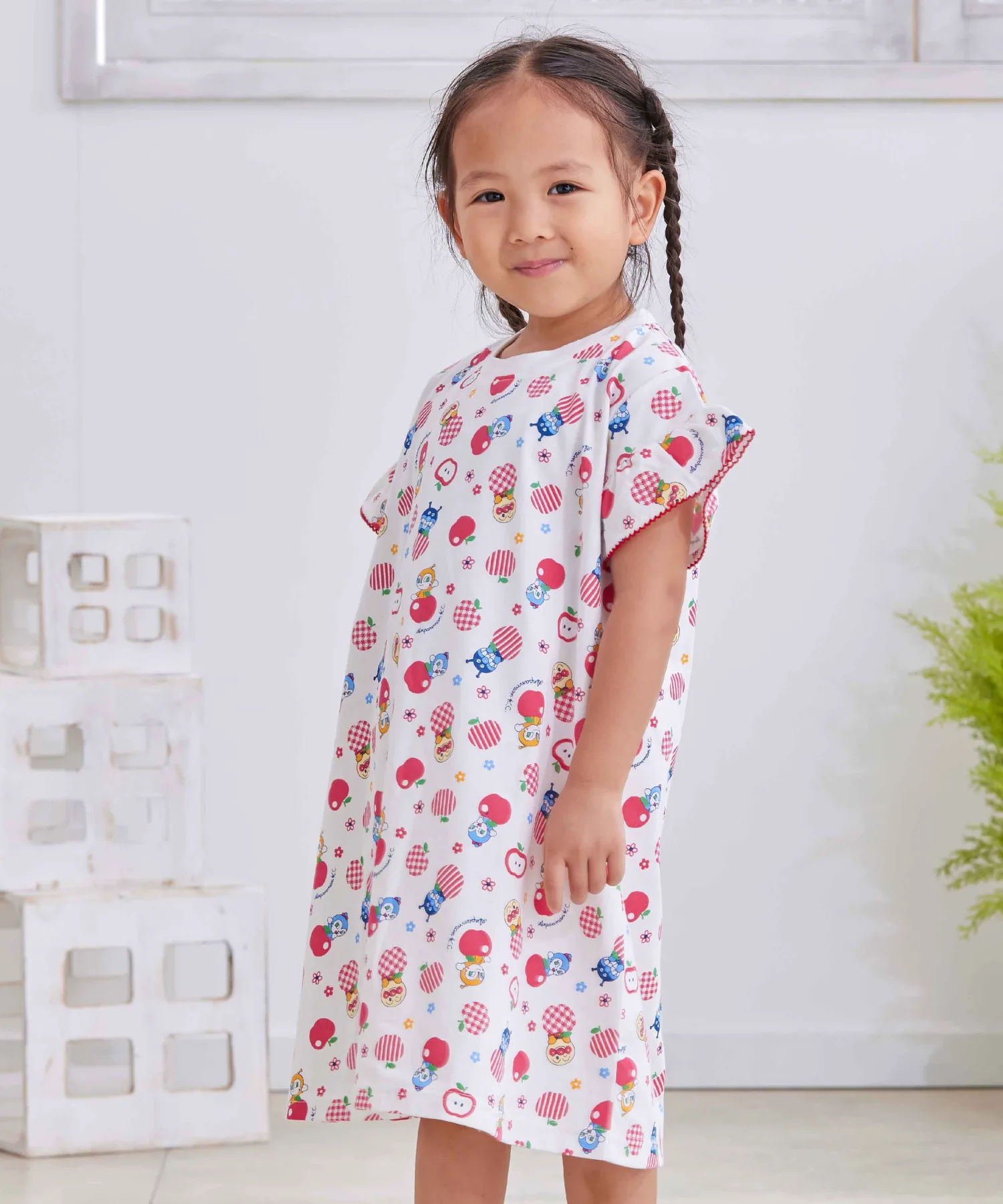 Детская коллекция ANPANMAN / (K) Платье с принтом в виде яблок Anpanman Kids Collection, Off-white