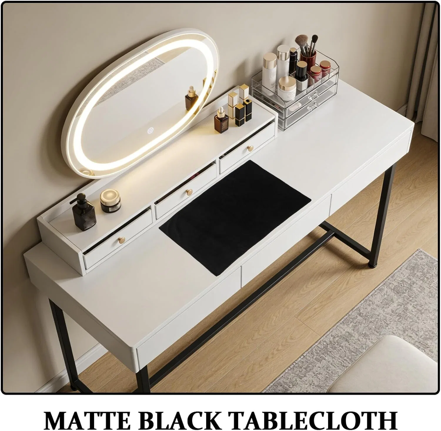 Скатерть для макияжа матовая черная EXQUIMEUBLE 82x52 см — фото 3