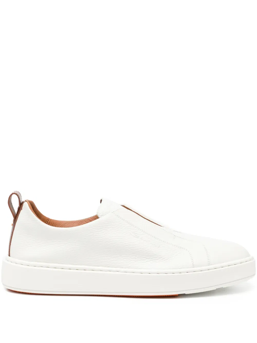 Кроссовки из зернистой кожи Santoni, белый
