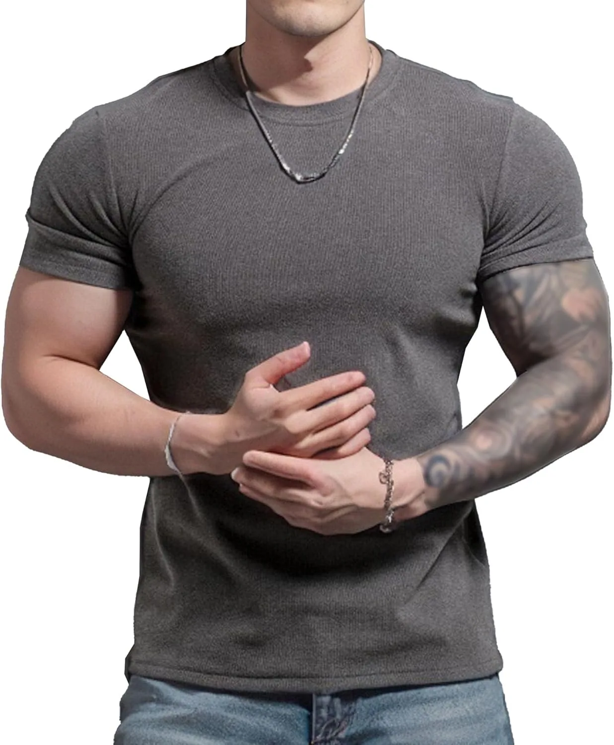 

Майифу-GJ мужская футболка Muscle Slim с коротким рукавом для тренировок Maiyifu-GJ