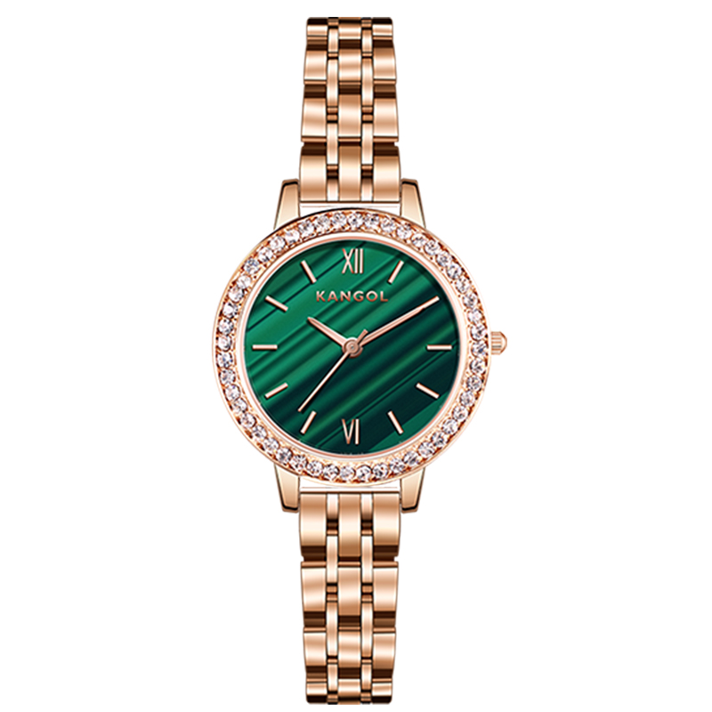

KANGOL Часы Quartz Movement Metal Strap Watch Women's Watch White Dial, Rose Gold Steel Band Peacock Green Dial