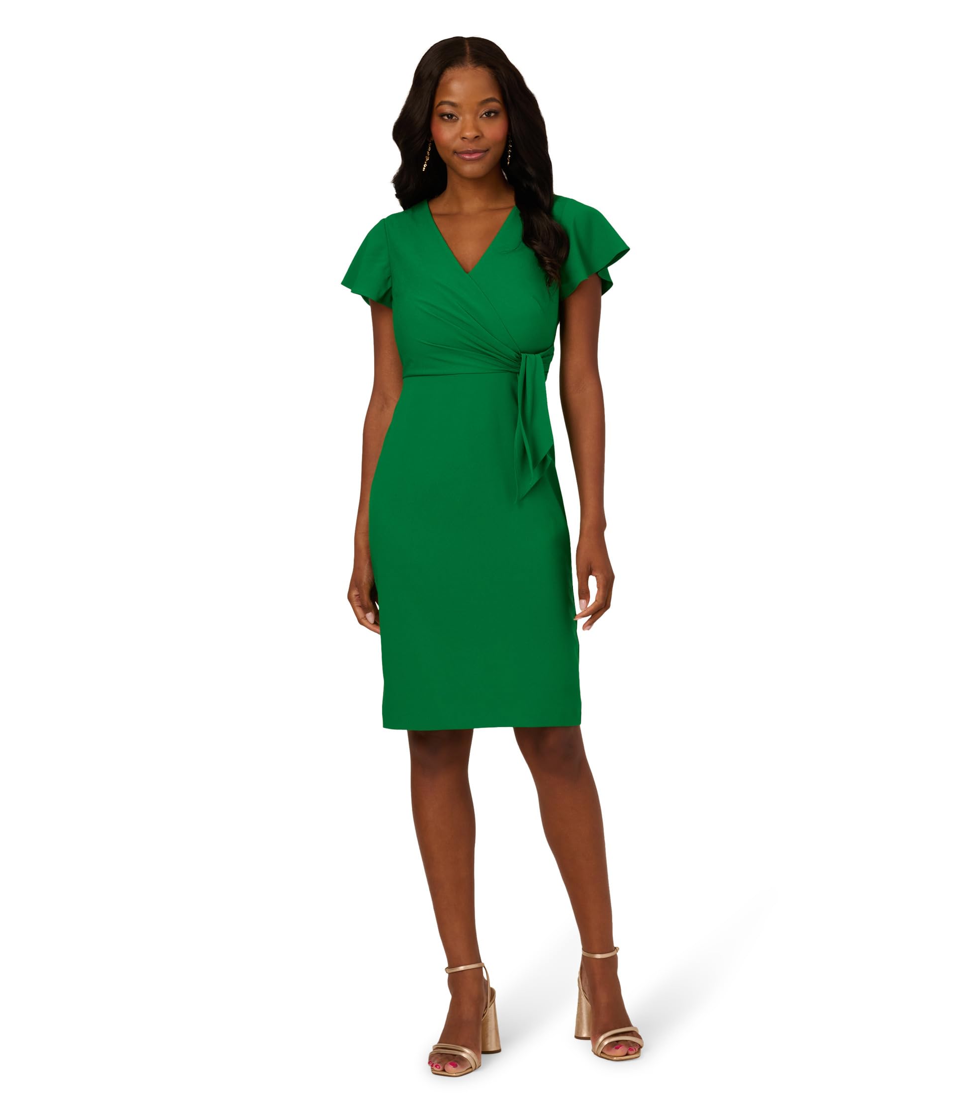 

Платье Adrianna Papell Tie Front Flutter Midi Dress, Palm Leaf