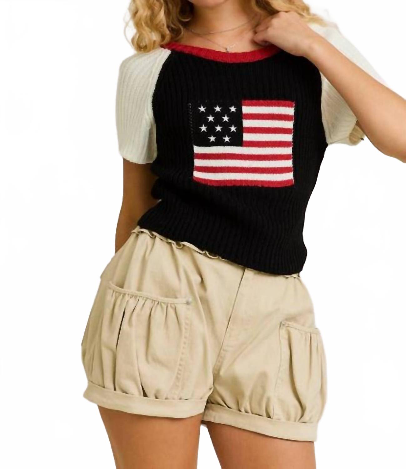 

Джемпер с короткими рукавами и круглым вырезом "Флаг США", цвет: темно-синий Le Lis, темно-синий