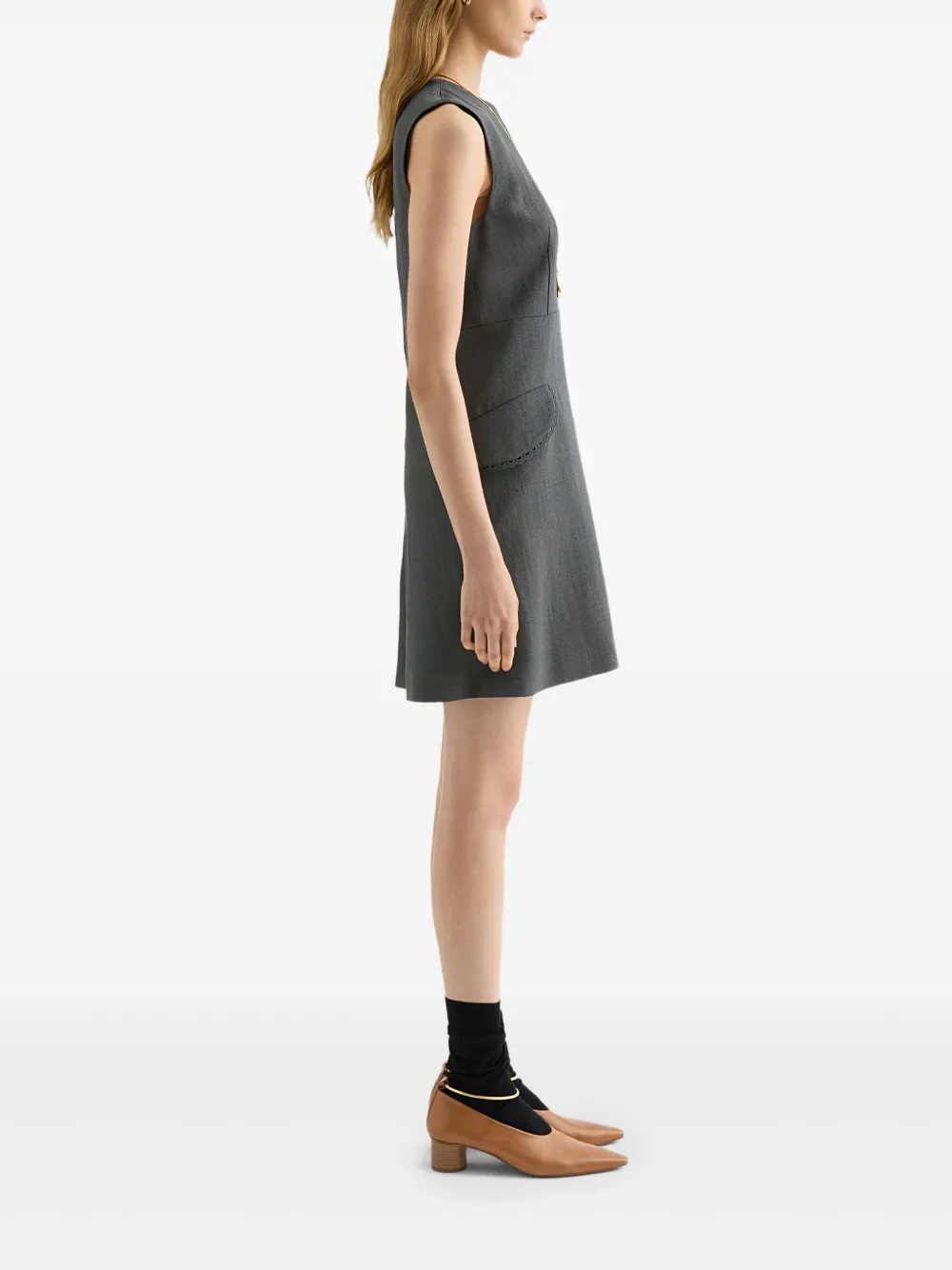 Платье мини с кружевной отделкой Jil Sander, серый — фото 2