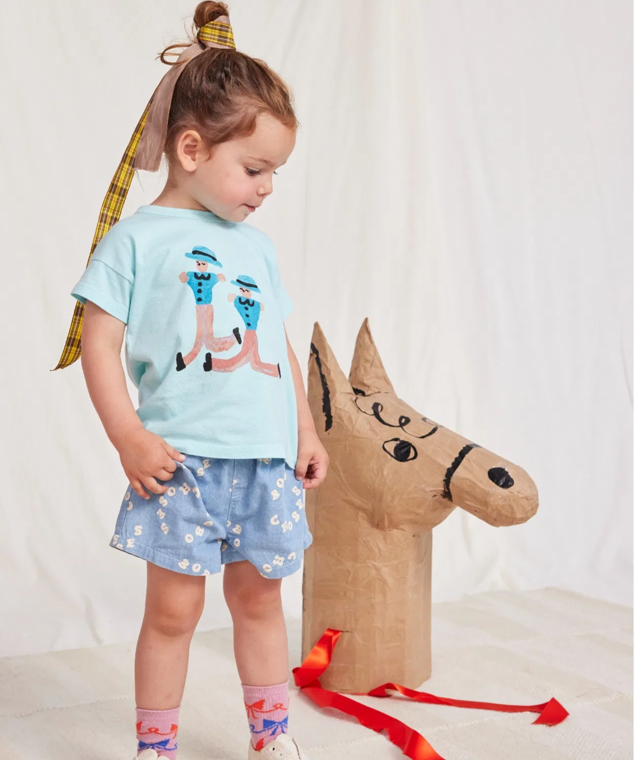 Детские джинсовые шорты Bermudas Bobo Choses из хлопка с переработанным хлопком, светло-голубые — фото 2