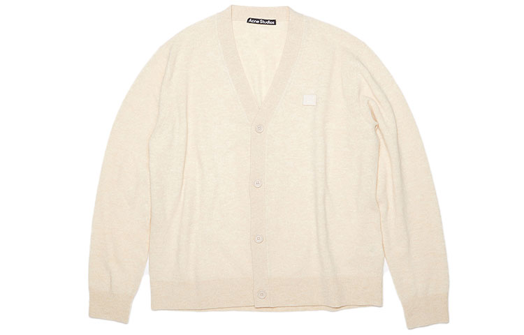 

Вязаный кардиган с V-образным вырезом и нашивкой-логотипом Acne Studios, бежевый