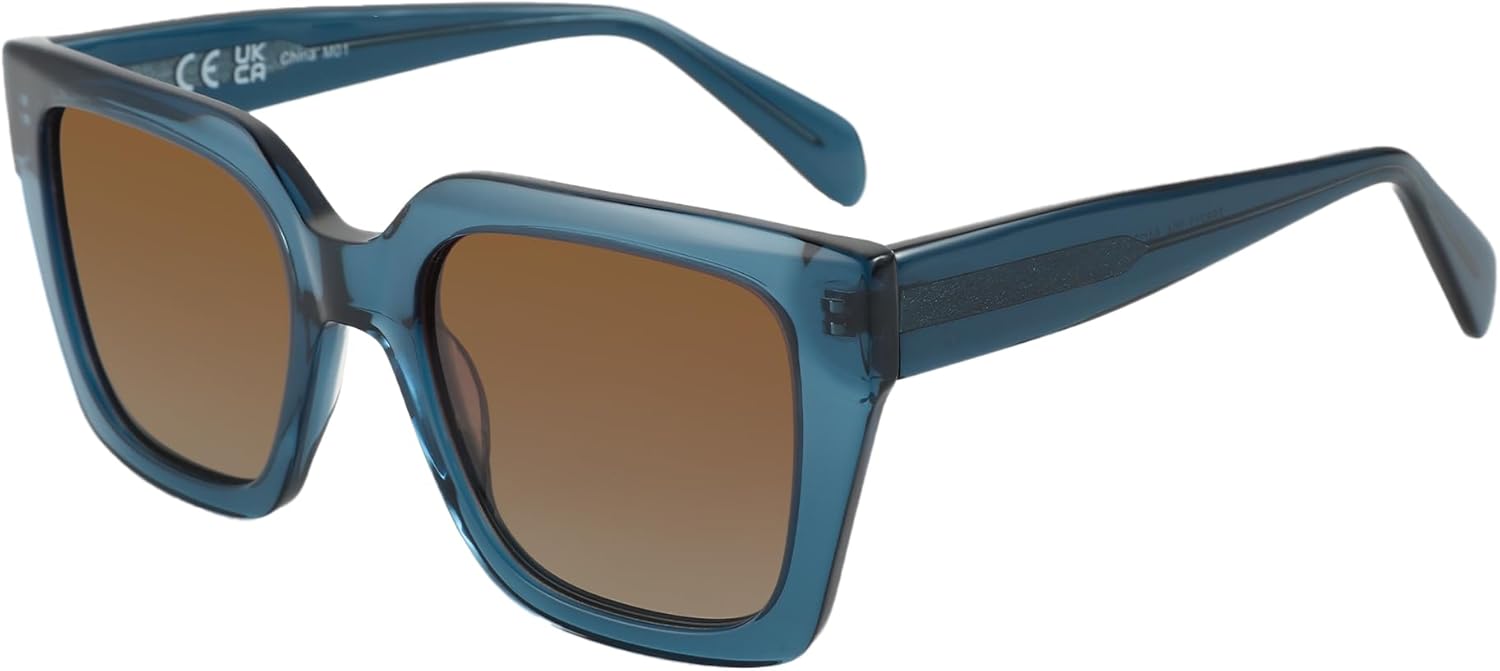 

ZENOTTIC Большие поляризованные квадратные солнцезащитные очки для женщин, модные солнцезащитные очки в стиле ретро, ​​дизайнерские очки для защиты от УФ-излучения UV400, Blue