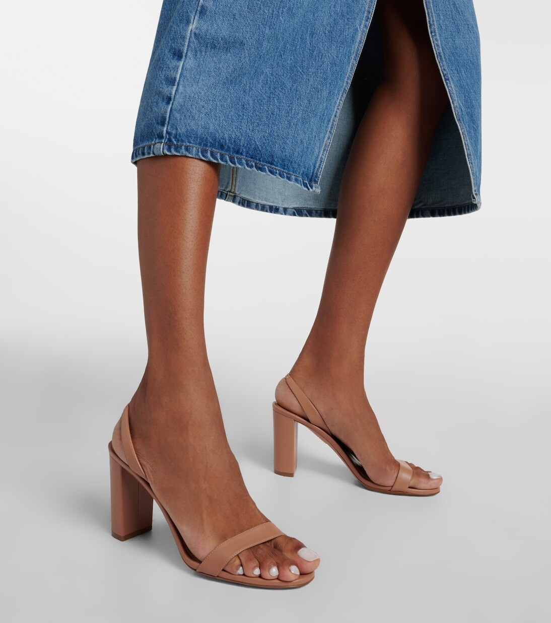 Кожаные босоножки so nude с пяткой на пятке Aquazzura, розовый — фото 4