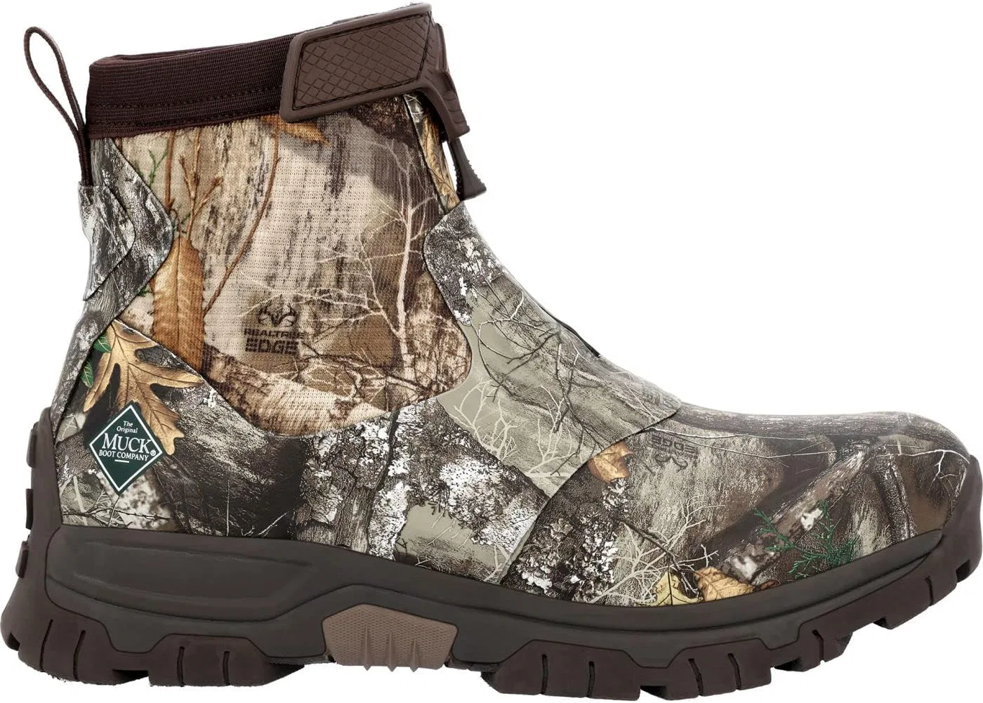 Muck Boots Мужские повседневные ботинки Muck Boot Apex Mid Zip с камуфляжным рисунком, круглым носком и застежкой-молнией, коричневые