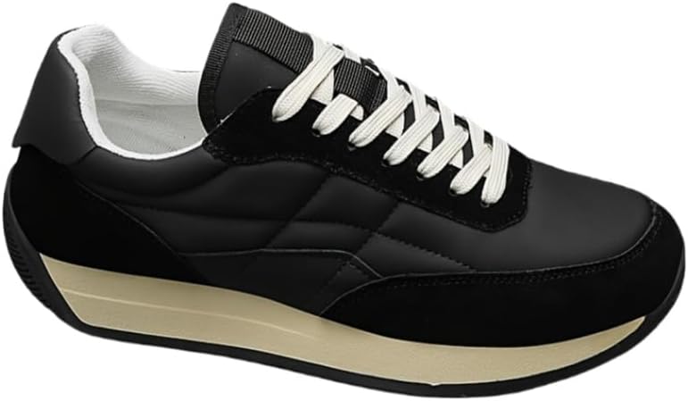 

Модные мужские повседневные спортивные кроссовки с толстой подошвой - противоскользящая резиновая подошва. Передние шнурки, удобная и мягкая кожа, приятная для кожи подкладка. Подходят для всех сезонов Clolinde, черный