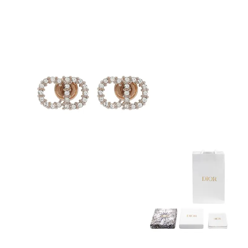 

DIOR Серьги-гвоздики для женщин с золотым покрытием и декором из белого искусственного хрусталя