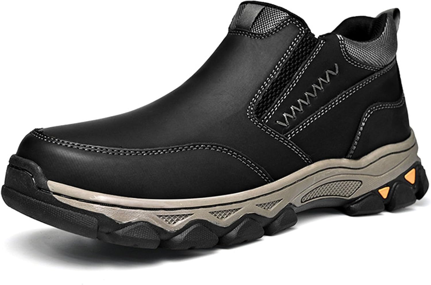 

Мужские винтажные кожаные слипоны для походов, водонепроницаемые повседневные лоферы, прочная обувь для работы и прогулок Zppordmr, черный