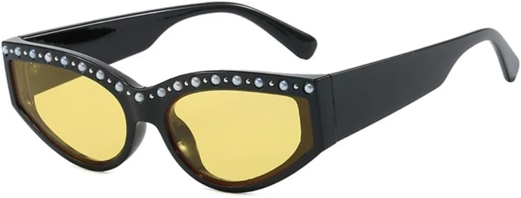 

Солнцезащитные очки с защитой от УФ-излучения UV400 | Легкая оправа «кошачий глаз» | Линзы конфетных цветов для занятий спортом на открытом воздухе и вождения DSVIGF, Black Yellow