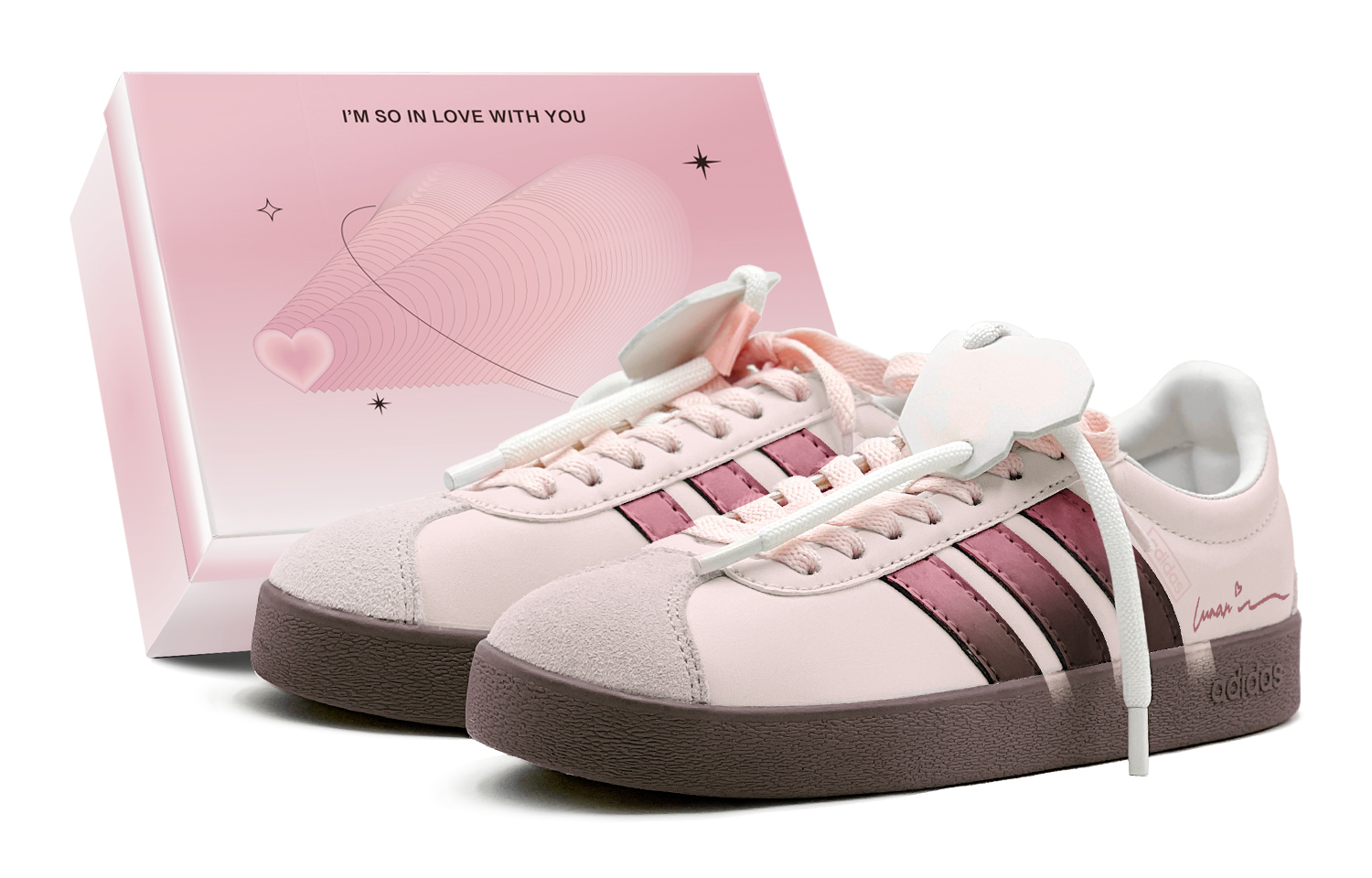 

Adidas Vl Court Classic унисекс скейтерские кроссовки низкие черно-розовые, цвет Pink