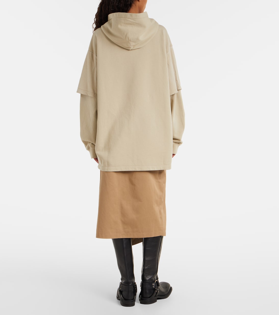 Многослойная хлопковая толстовка Acne Studios, Faded Beige — фото 3