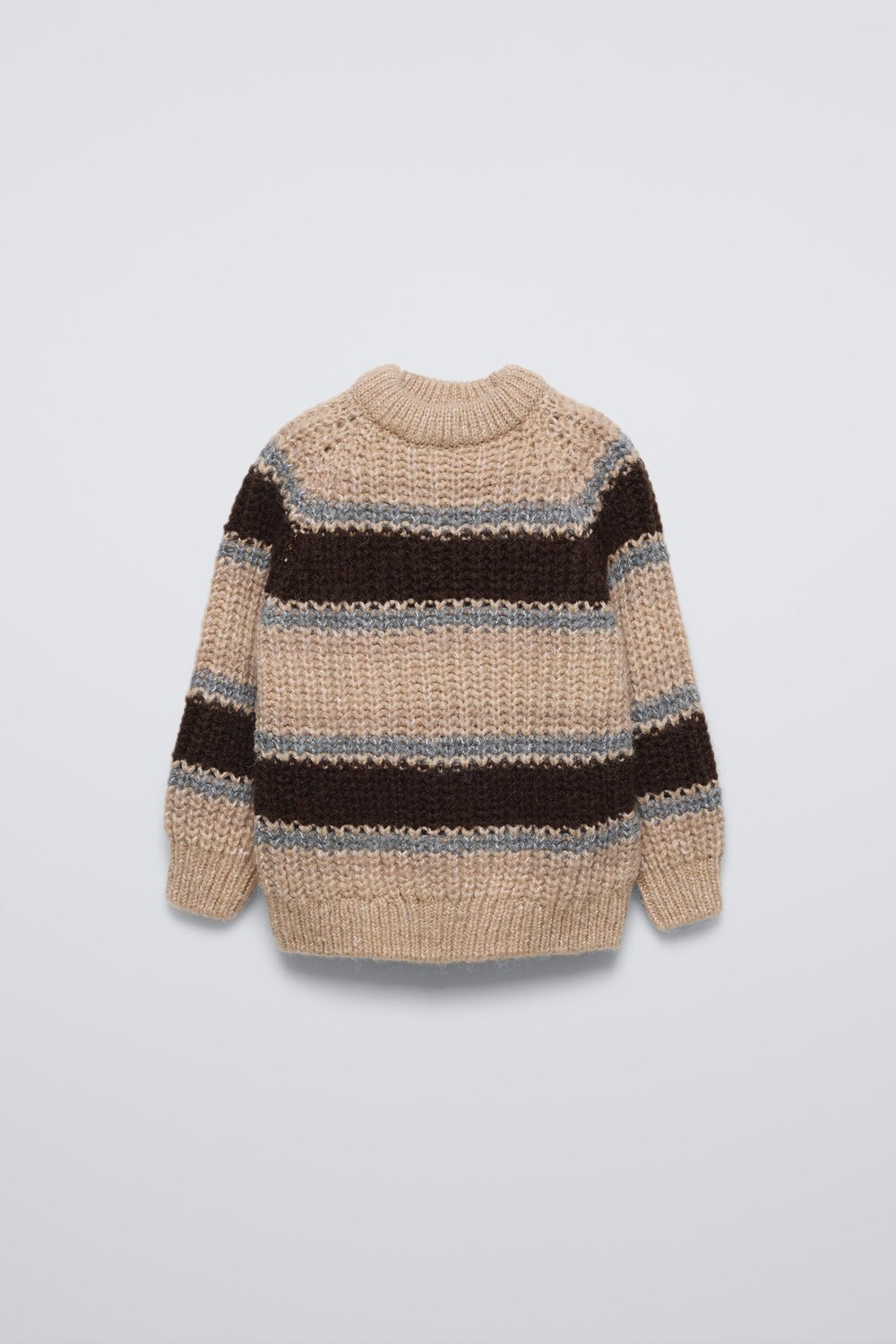 

Вязаный свитер в полоску ZARA, светло-бежевый