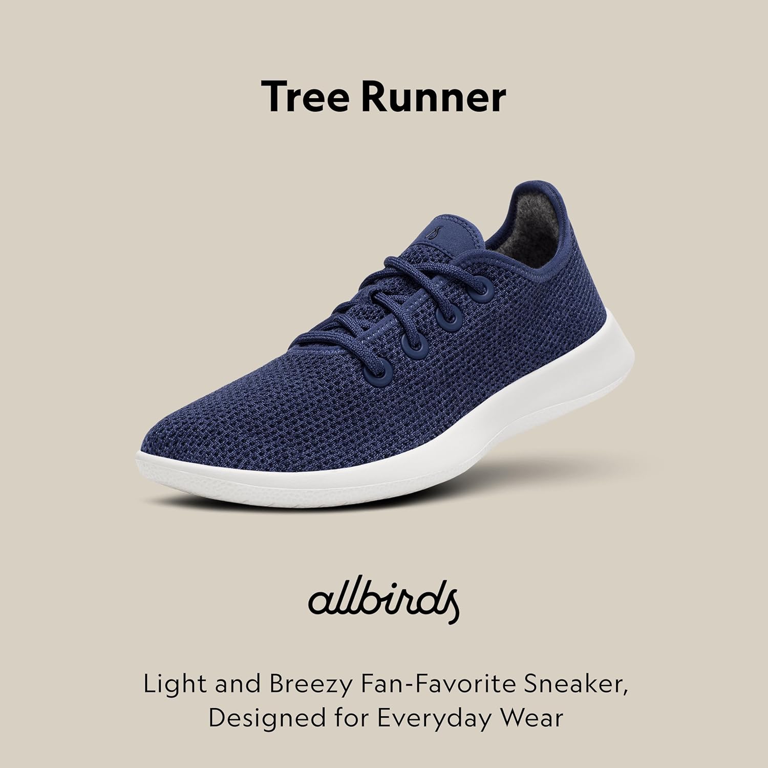 Мужские кроссовки Allbirds Tree Runner, повседневные, стираемые в машине, изготовлены из натуральных материалов, Hazy Indigo (Blizzard Sole) — фото 2
