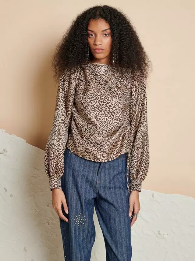 

Топ GHOSPELL Leighton Leopard Ruched, цвет brown/multi