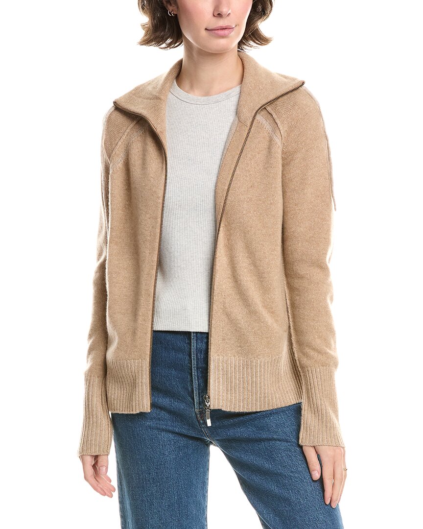 

Форте Кашемир Плетеная кардиган с воротником-воронкой и молнией Forte Cashmere, коричневый