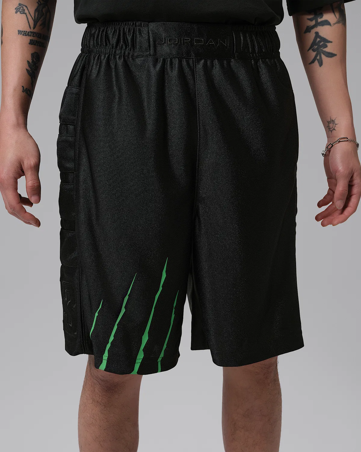 Мужские шорты Jordan Brooklyn Cat Scratch Black Cat, Black/Black/Scream Green — фото 2