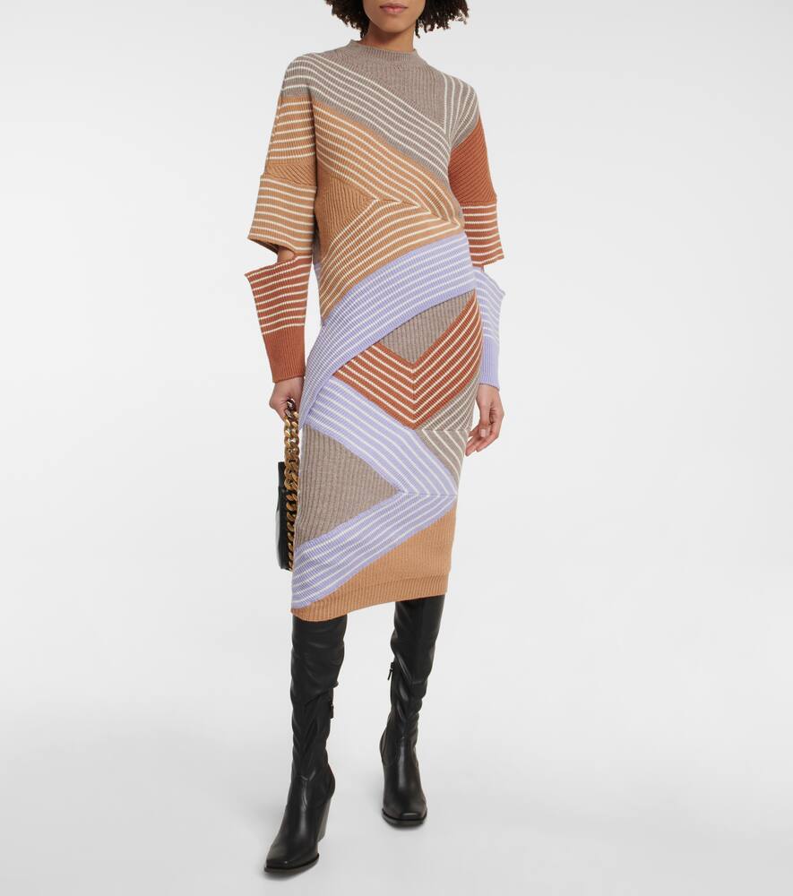 Полосатая ребристая шерстяная миди-юбка Stella McCartney, Multicolor (8491) — фото 2