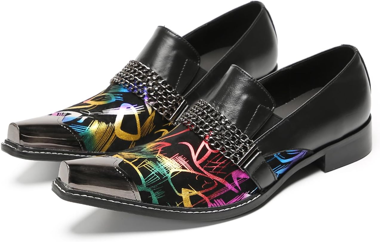 

Мужские сандимоновые лоферы ручной работы из натуральной кожи - классические туфли с металлическим заостренным носком и цепочкой, роскошные слипоны для вечеринки, свадьбы, выпускного и дискотеки Santimon, черный