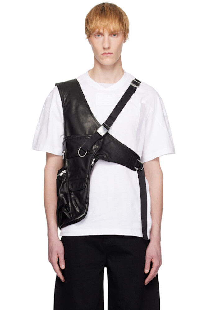 

Черная хозяйственная сумка из кожи жилет Helmut Lang