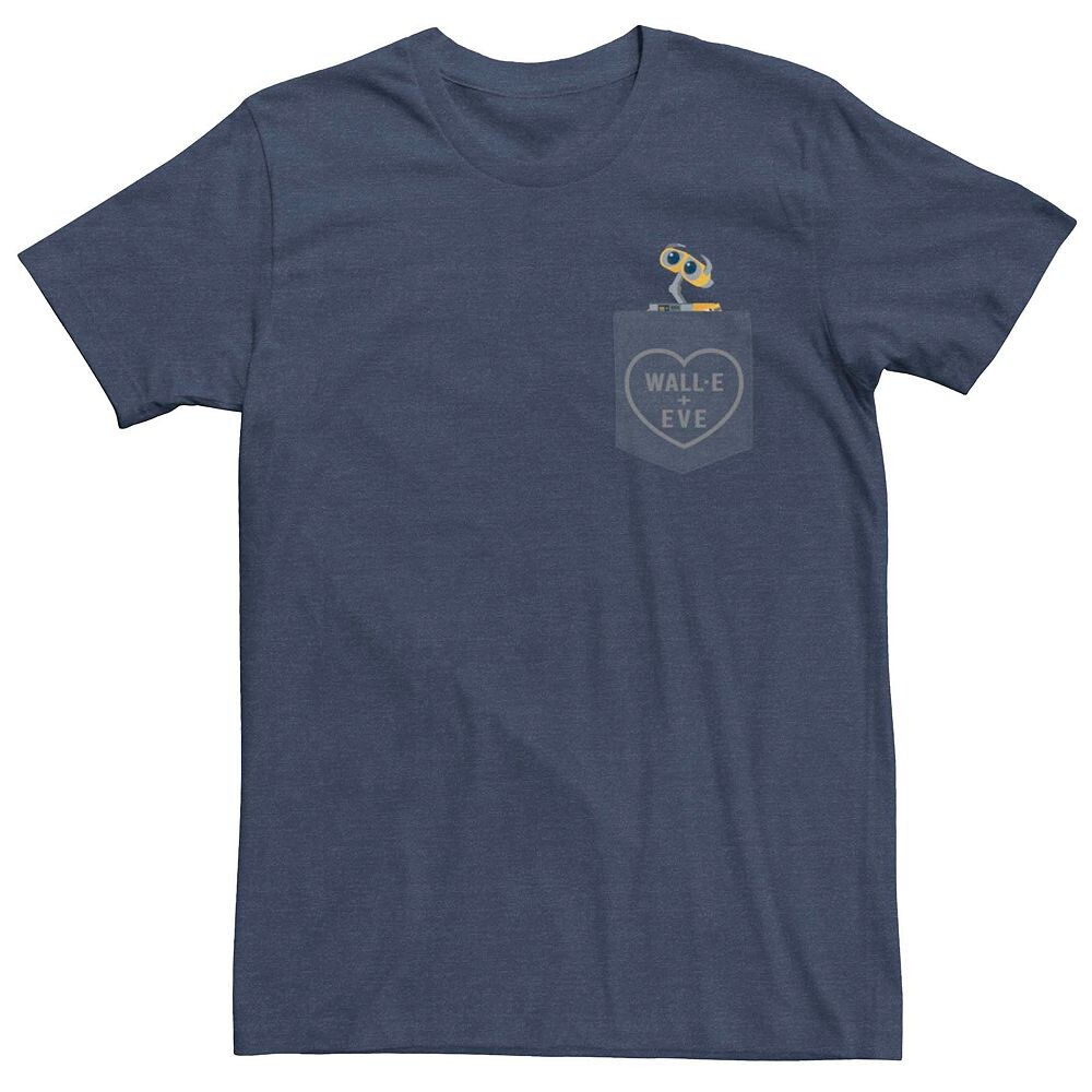 

Мужская футболка с милым карманом и рисунком Disney Pixar Wall-E + Eve Licensed Character, цвет Navy Heather