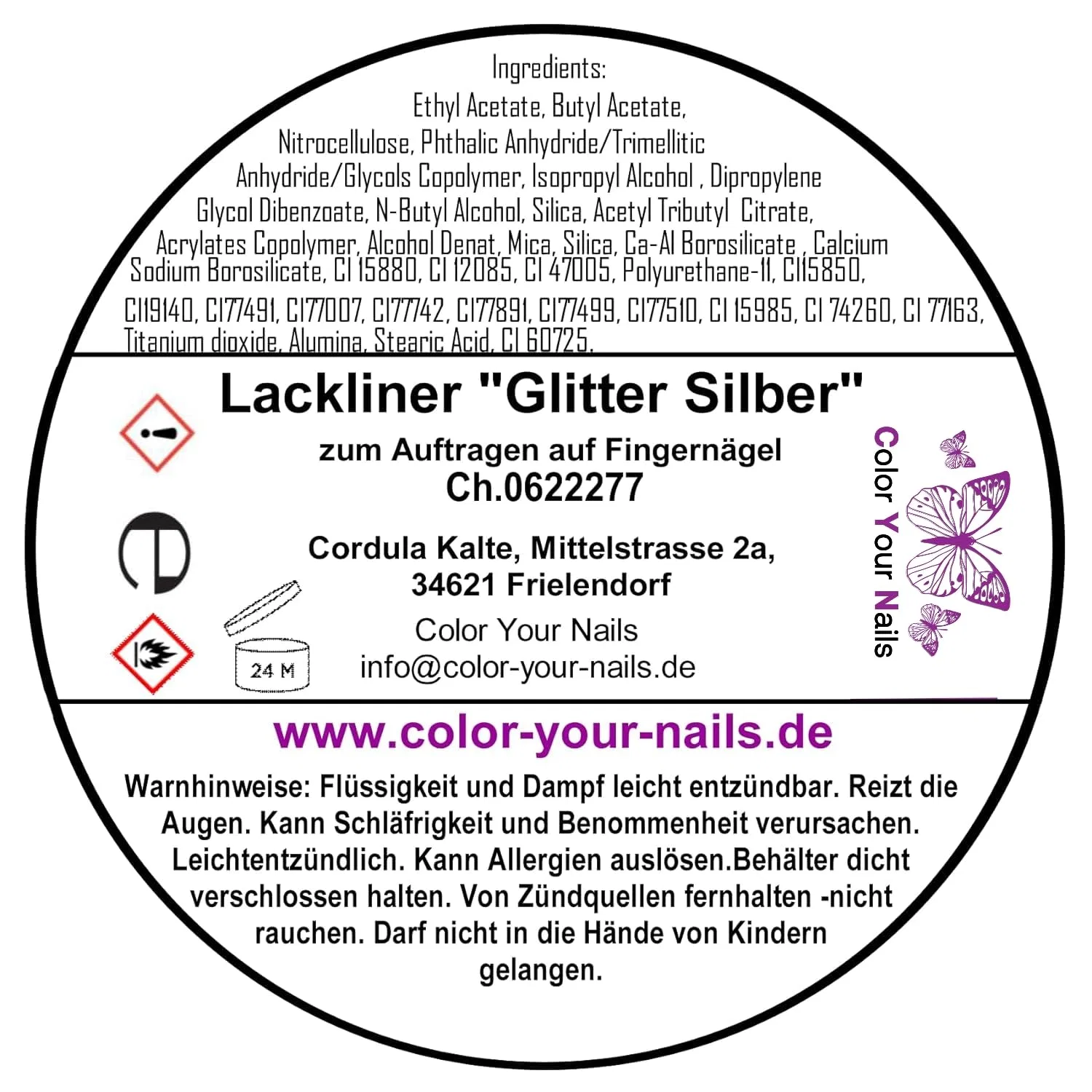 Лайнер для ногтей с серебряными блестками, 8 мл Color Your Nails — фото 4
