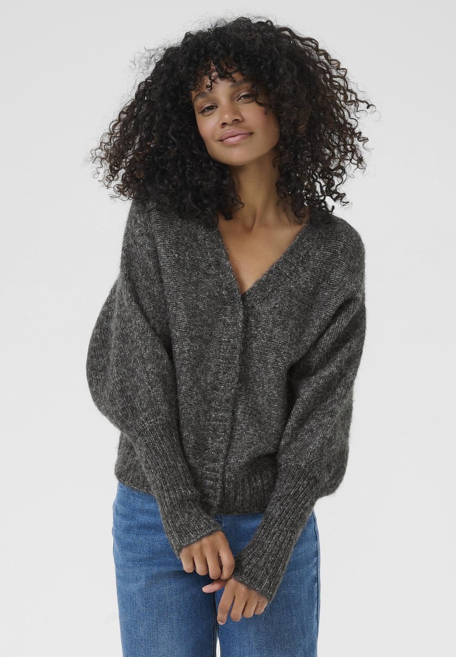 

Кардиган Kaffe KACUBA KNIT CARDIGAN, Dark Grey Melange/Dark Grey