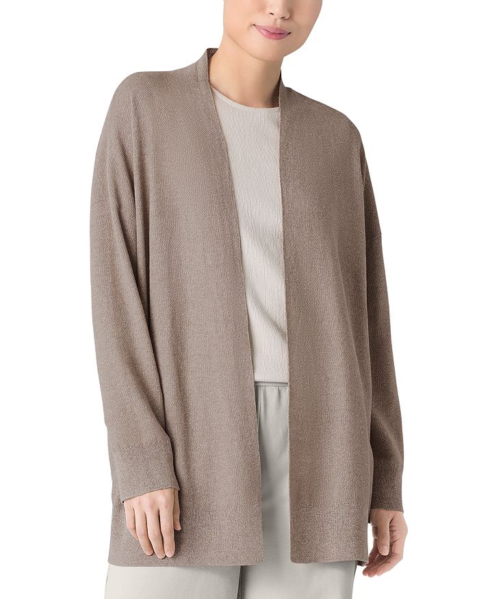 

Льняной хлопковый длинный кардиган Eileen Fisher, коричневый