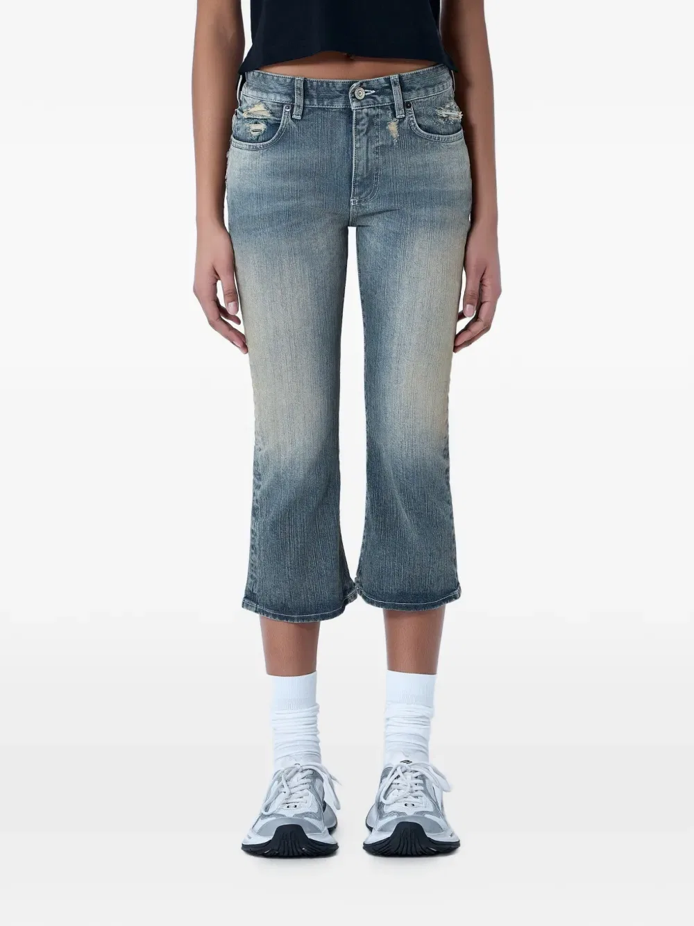 Потертые укороченные джинсы Balenciaga, синий