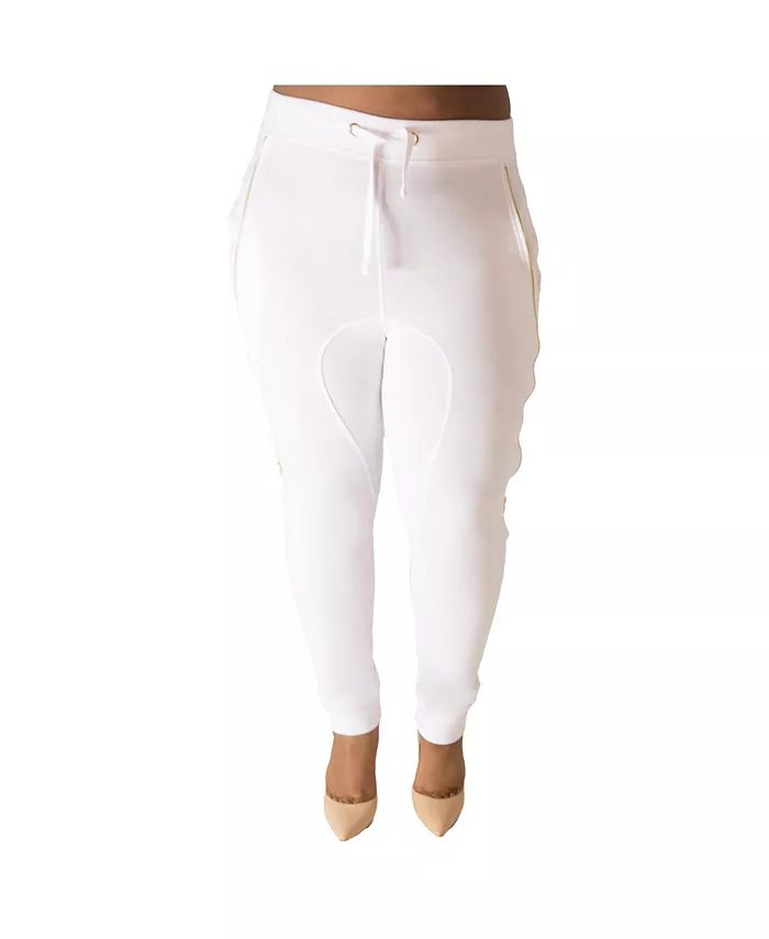 

Брюки-джоггеры больших размеров с отделкой молнией Poetic Justice, белый