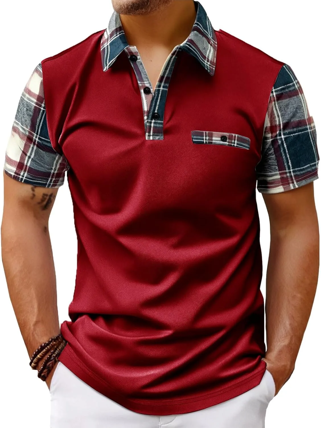 

Мужская классическая поло с коротким рукавом и карманами CHXLQQX