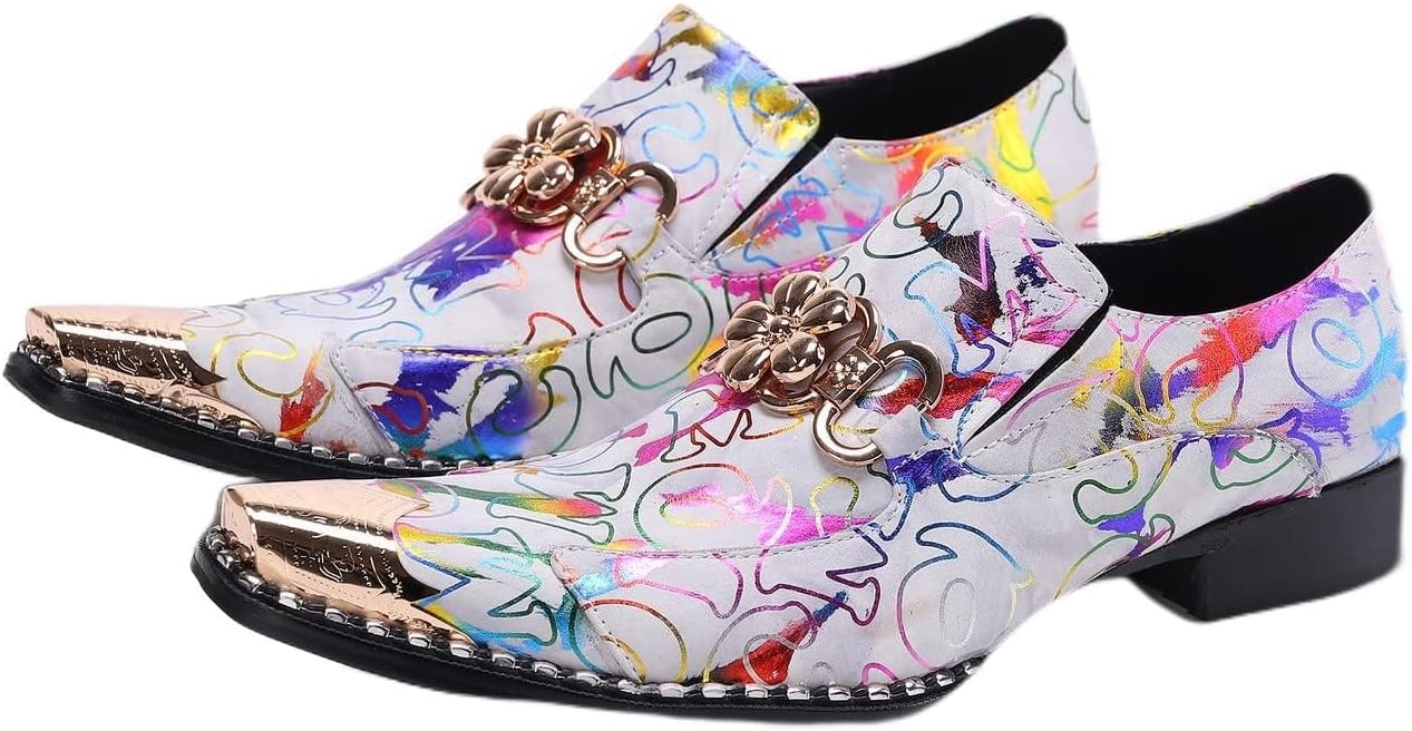 

Мужские классические лоферы Santimon из натуральной кожи, деловые туфли с цветочным декором, удобные с металлическим носком, без шнурков, для вечеринок, белый