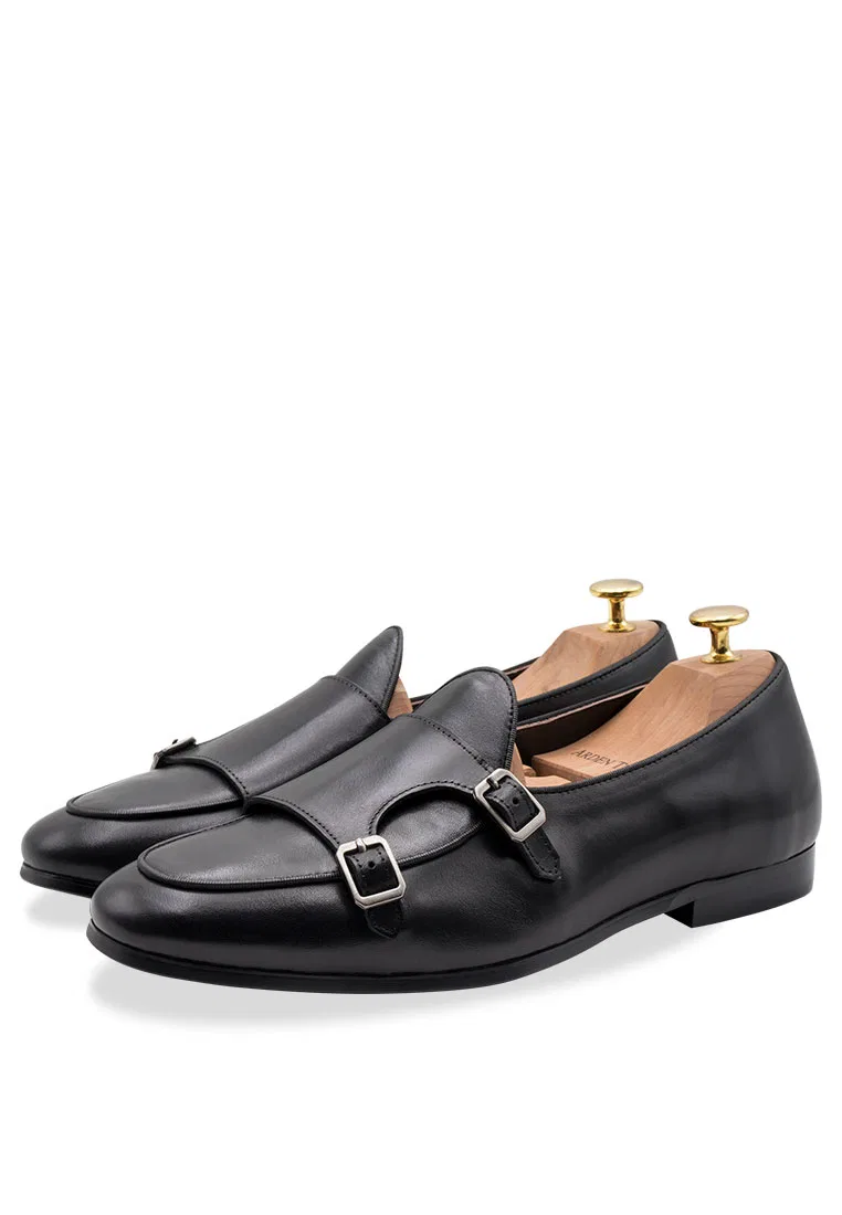 Туфли-лоферы, двойная пряжка, модель Double Monk Loafer, Tuerto, черные Arden Teal — фото 2