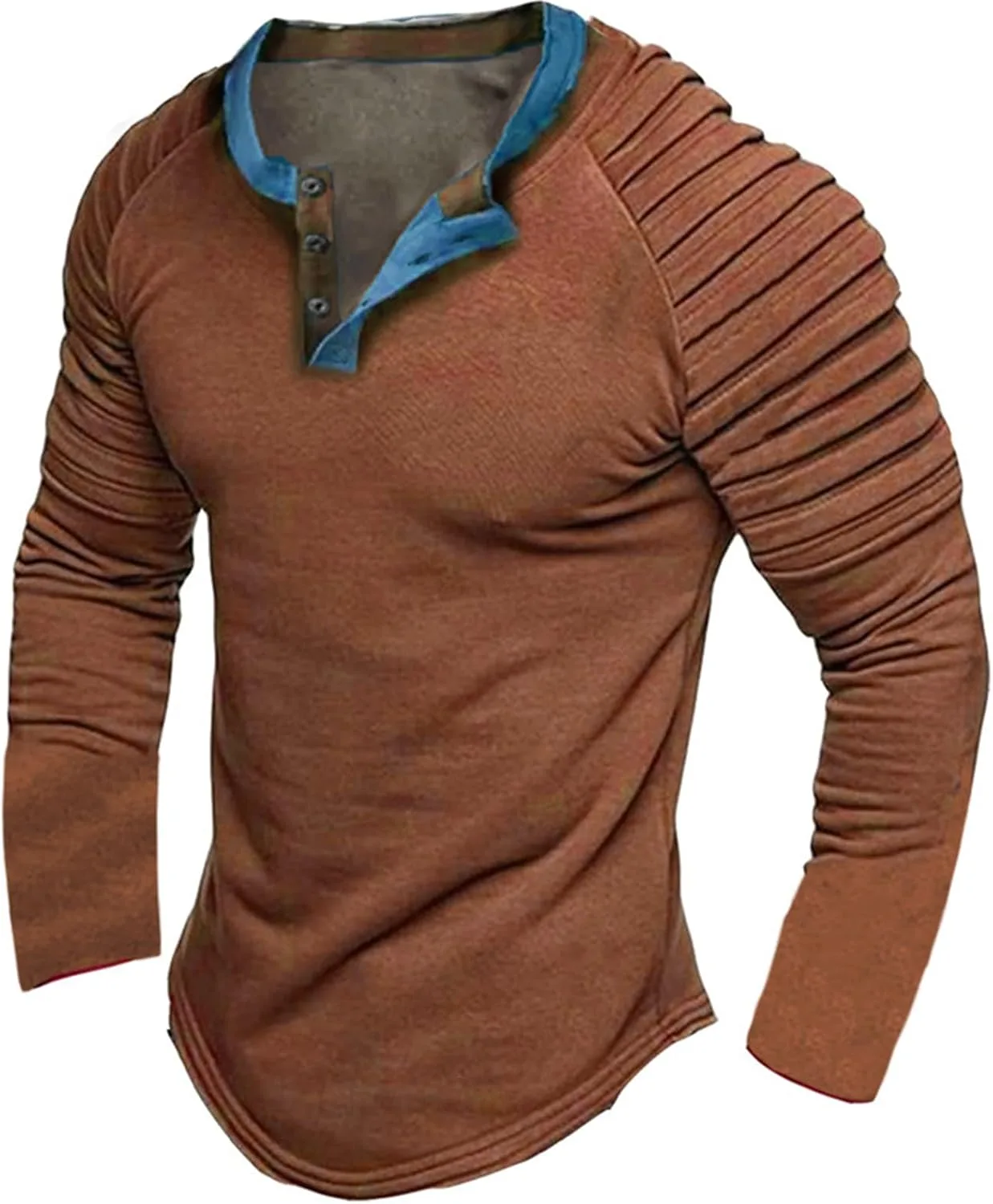 

Мужская футболка Henley с длинным рукавом, цветной блок, застежка на пуговицы, приталенный крой evzosrz