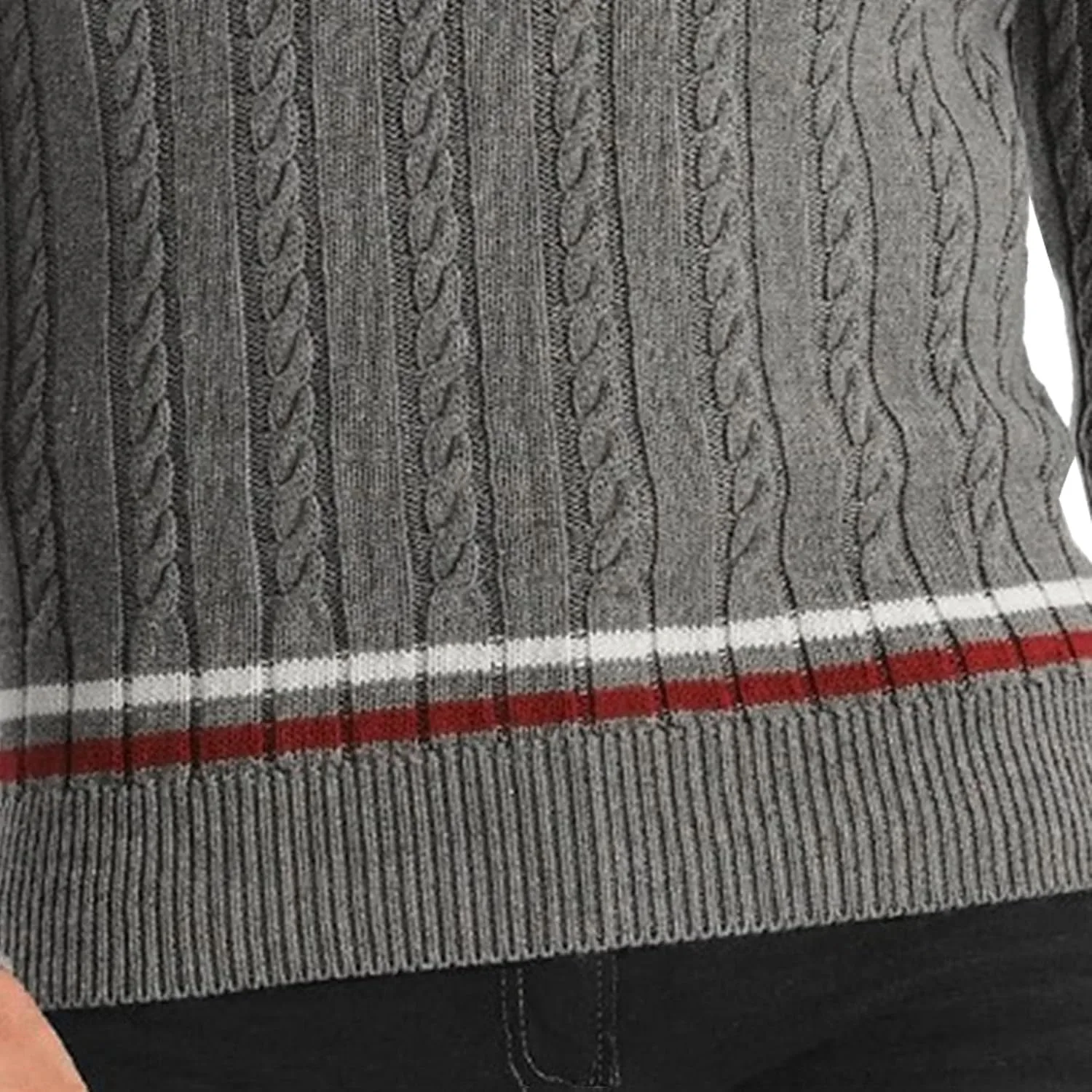 Мужской вязаный свитер с V-образным вырезом, полоска, slim fit — фото 3