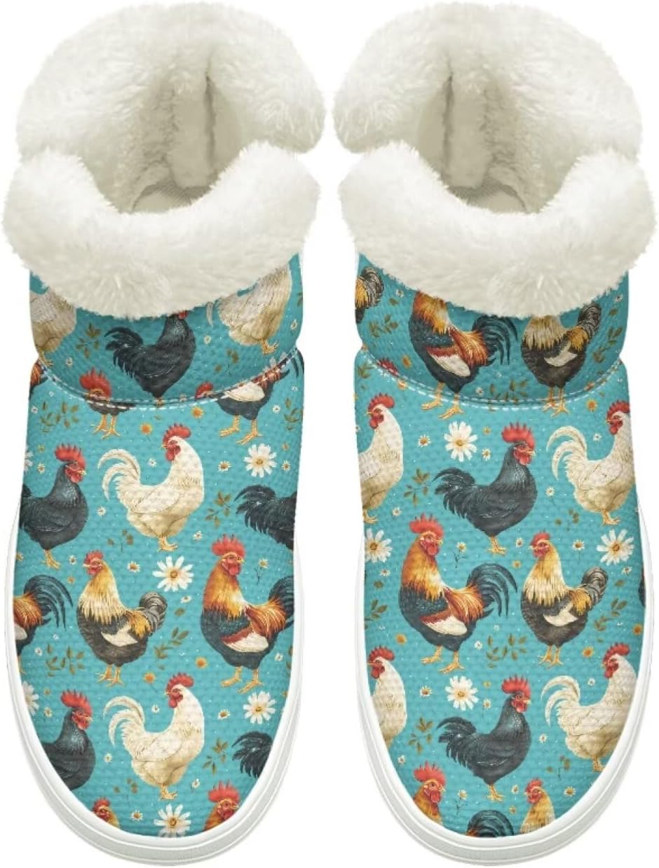 

Зимние Ботинки на Легком Надевании для Женщин и Мужчин с Эластичной Липучкой у Щиколотки, Пушистые Снежные Ботинки с Меховой Подкладкой, Удобные, Нескользящая Подошва Cugasmaru, Rooster Green