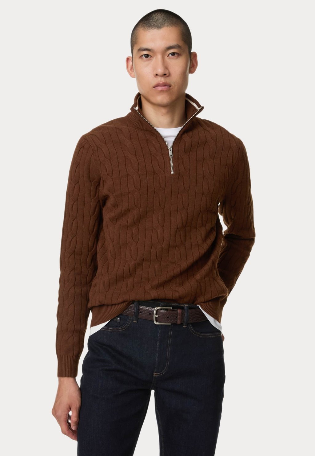 

Джемпер CABLE FUNNEL NECK Marks & Spencer, коричневый