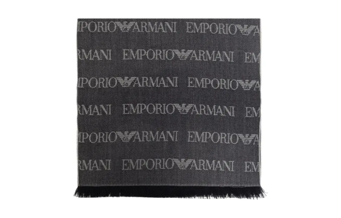 

Шарф с жаккардовым принтом и бахромой EMPORIO ARMANI, серый