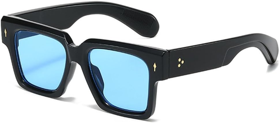 

Женские солнцезащитные очки большого размера 2027 года с декоративными заклепками, солнцезащитные очки UV400 для мужчин, желто-синие солнцезащитные очки MTZJH, Black Blue